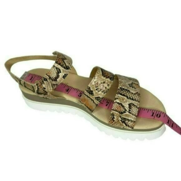 Gabor Snakeskin Tan Cross Strap Leather Open Platform Toe Sandals Size 7.5 - Picture 9 of 11